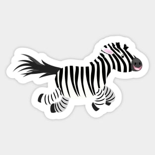 Cute funny zebra running cartoon illustration Sticker